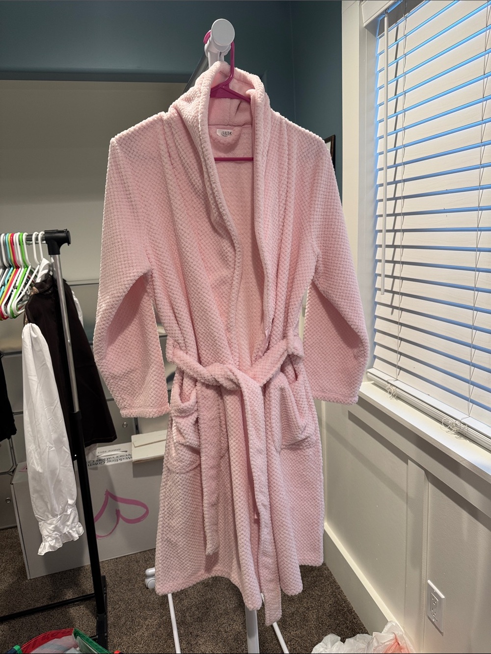 Ulta Beauty Pink Waffle Knit Plush Bathrobe